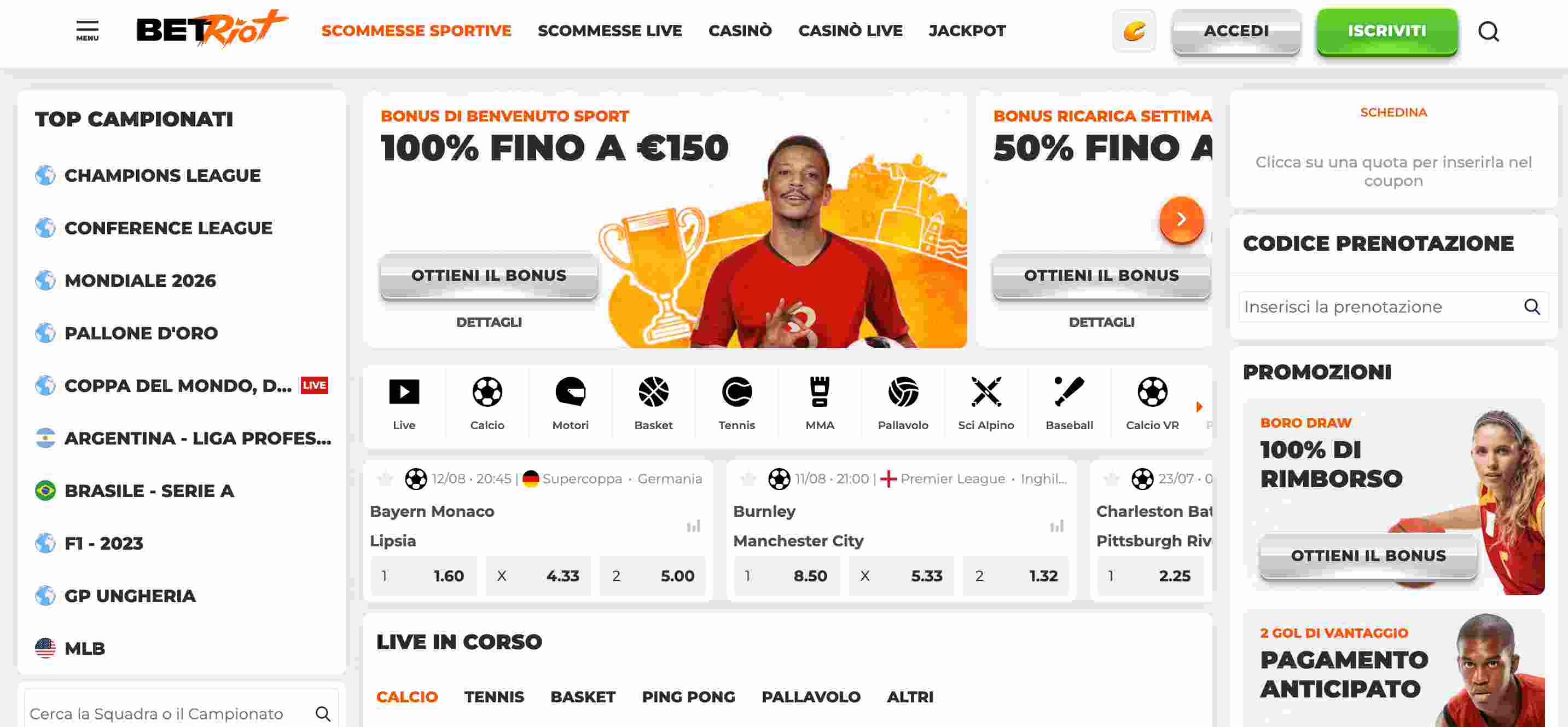 Betriot Casino e Scommesse Screenshot